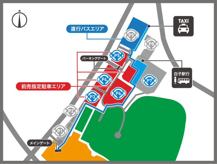 Front Parking Lot and Bus Stop Map April 5th (Friday)