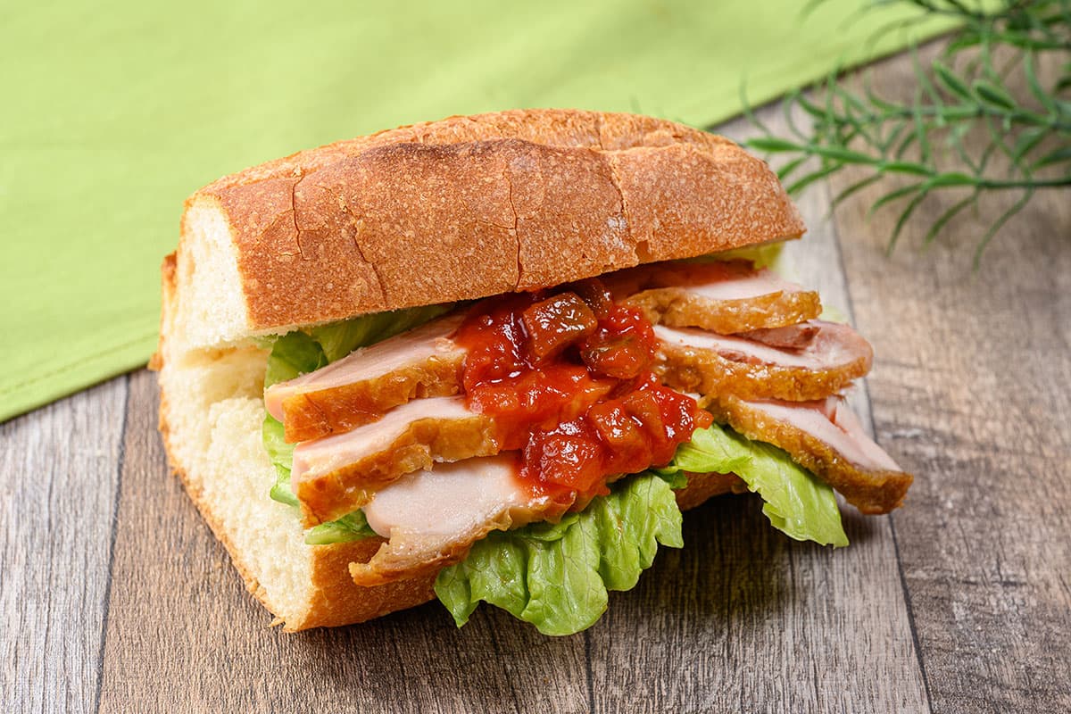 Garlic Chicken with Salsa Sauce Sandwich