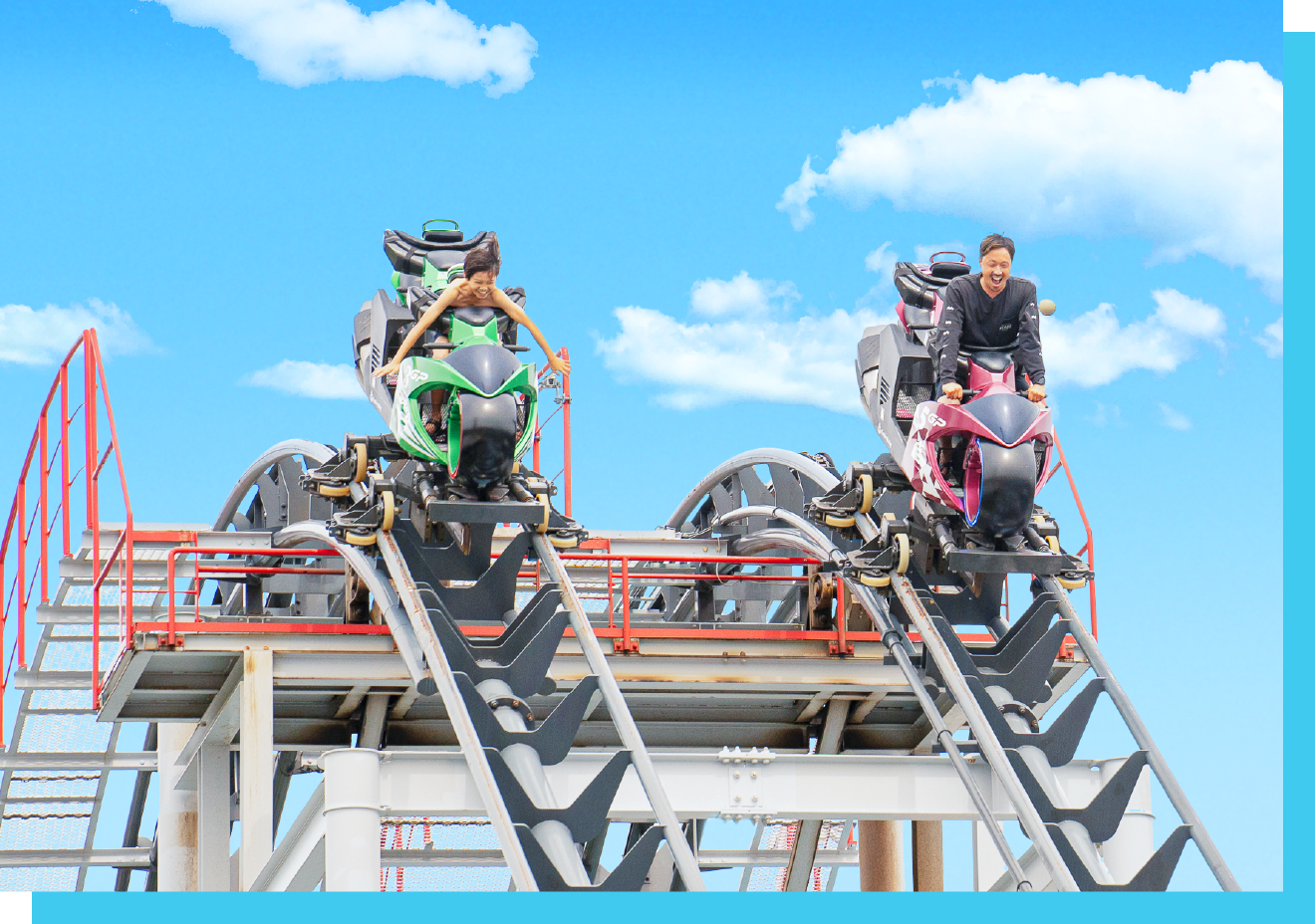 Motorcycle-Style Roller Coaster GP Racers