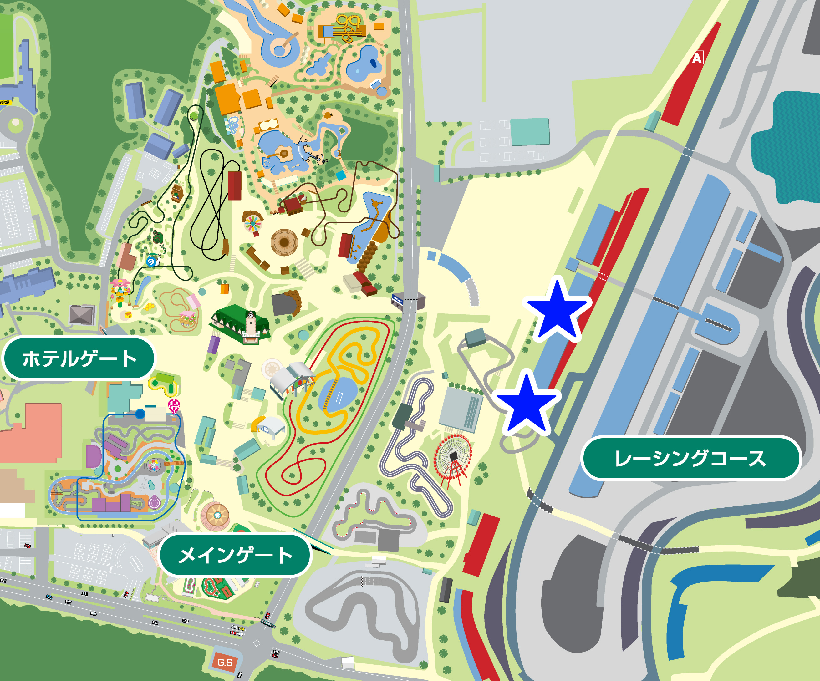 Map, toilets, and restaurants are nearby with excellent surroundings! Seats are also close to the Suzuka Circuit Park area.