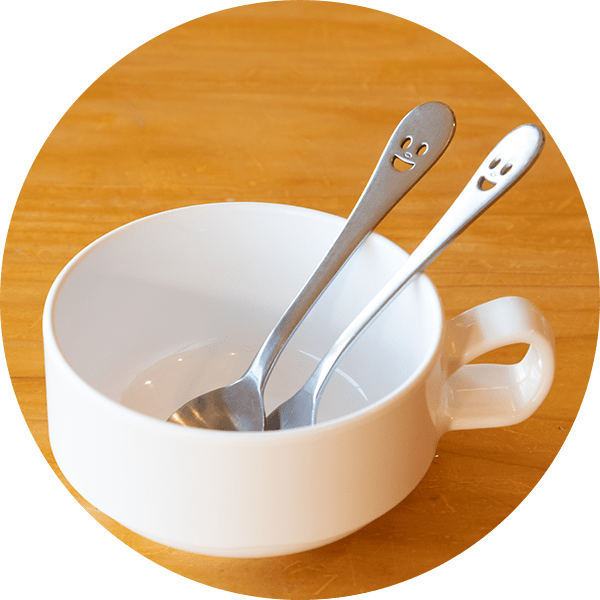 Children's spoon, fork, and melamine plate