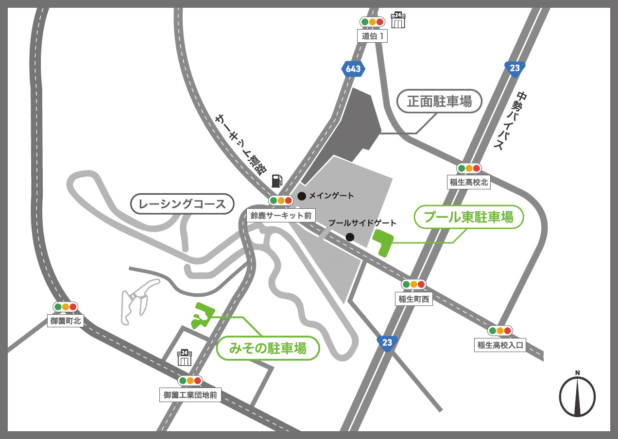 Same-day parking map at SUZUKA CIRCUIT during the SUPER GT period