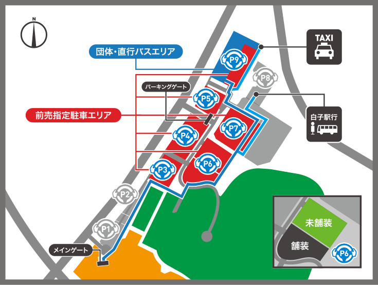 正面駐車場・各種バス乗り場MAP 4月5日（金）