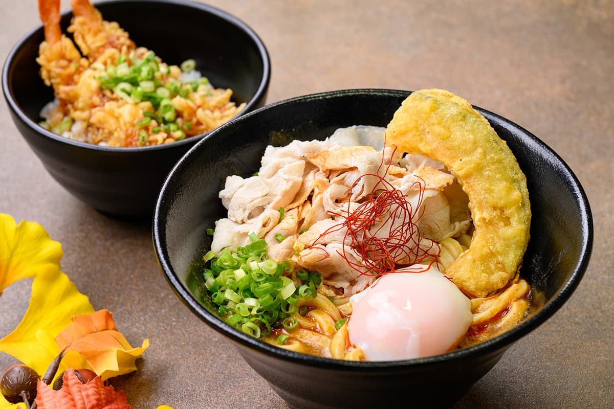 月見カレーうどん ミニえび天丼セット