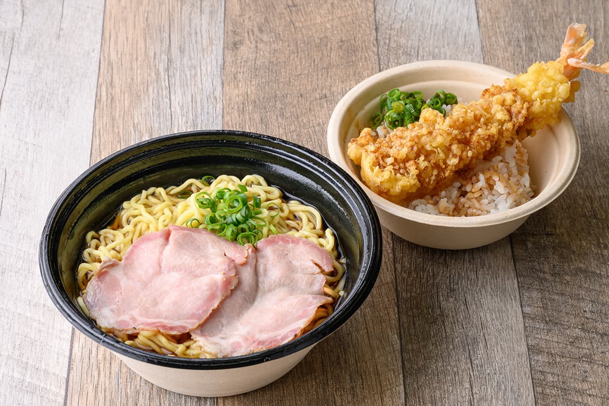 中華そば ミニ海老天丼セット