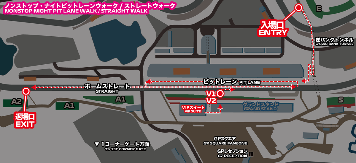 不停歇・夜間維修區步行體驗/直線道步行