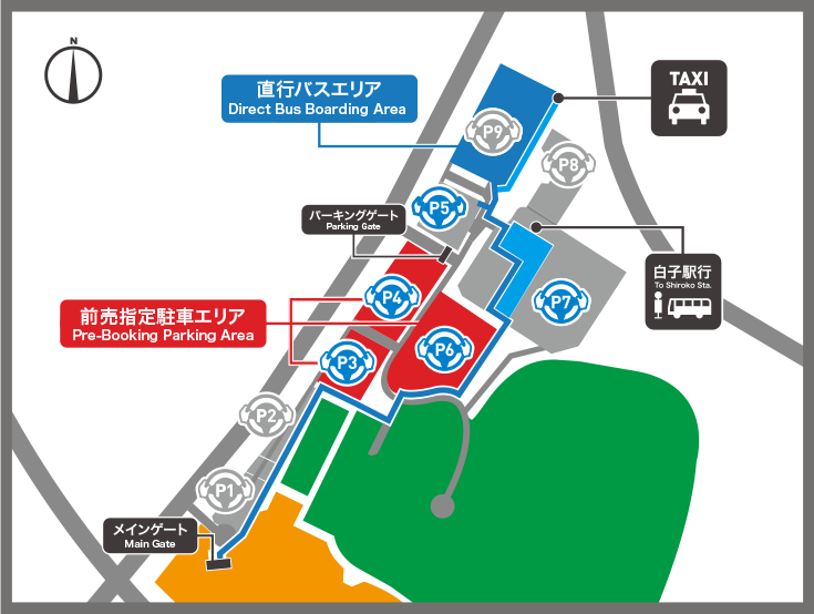 正面停車場・各種巴士乘車地圖 4月5日（五）