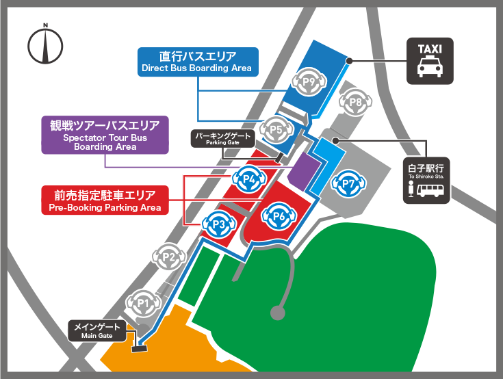 正面停車場・各種巴士乘車處地圖 3月28日（週六）