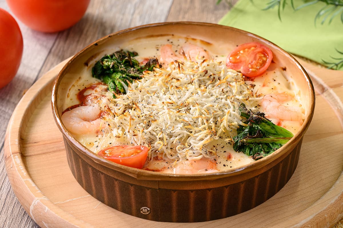 白蝦與蝦仁奶油焗飯